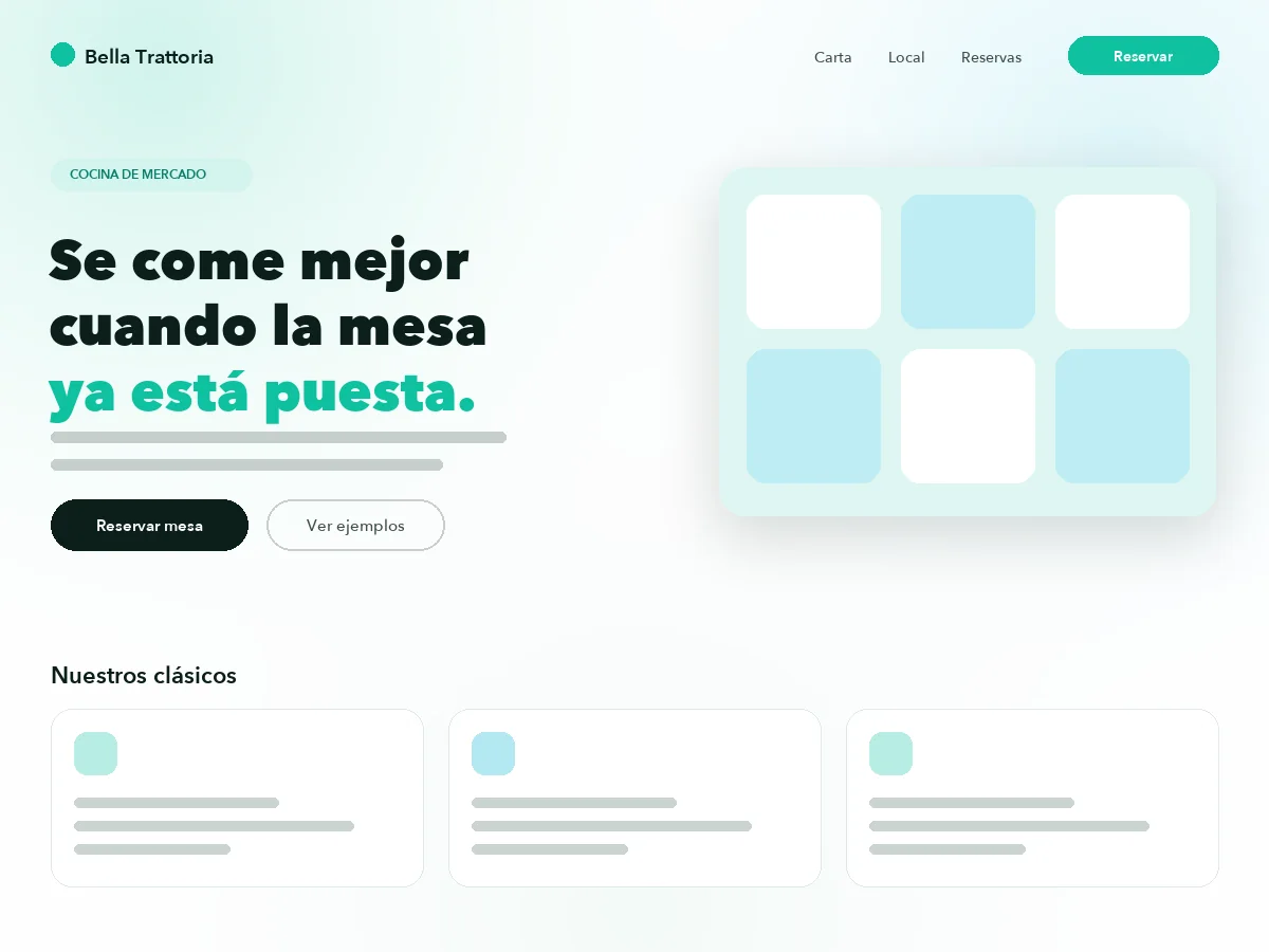 Ejemplo de demo: la web de un restaurante con su nombre y sus colores